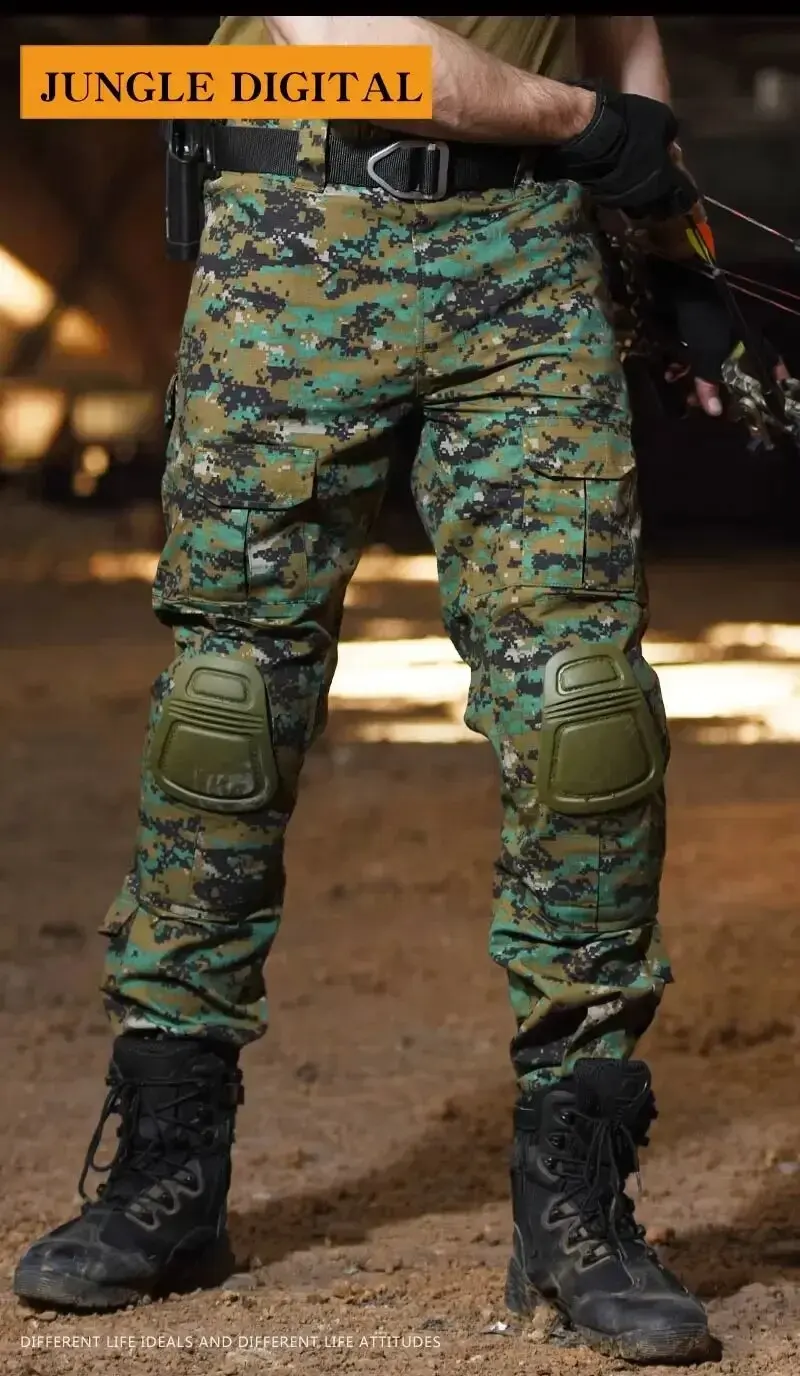 2026 Multicam Tactical Combat Pants Wear-resistant Outdoor Hiking Pants with Knee Pads for Paintball Hunting