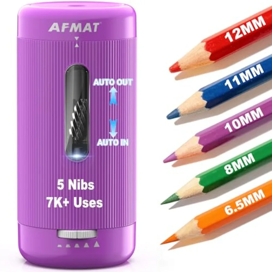 

Электрическая точилка для карандашей с автоматической подачей и вытягиванием, 5 насадок, более 7000 использований, полностью автоматическая, для класса, перезаряжаемая, без участия рук