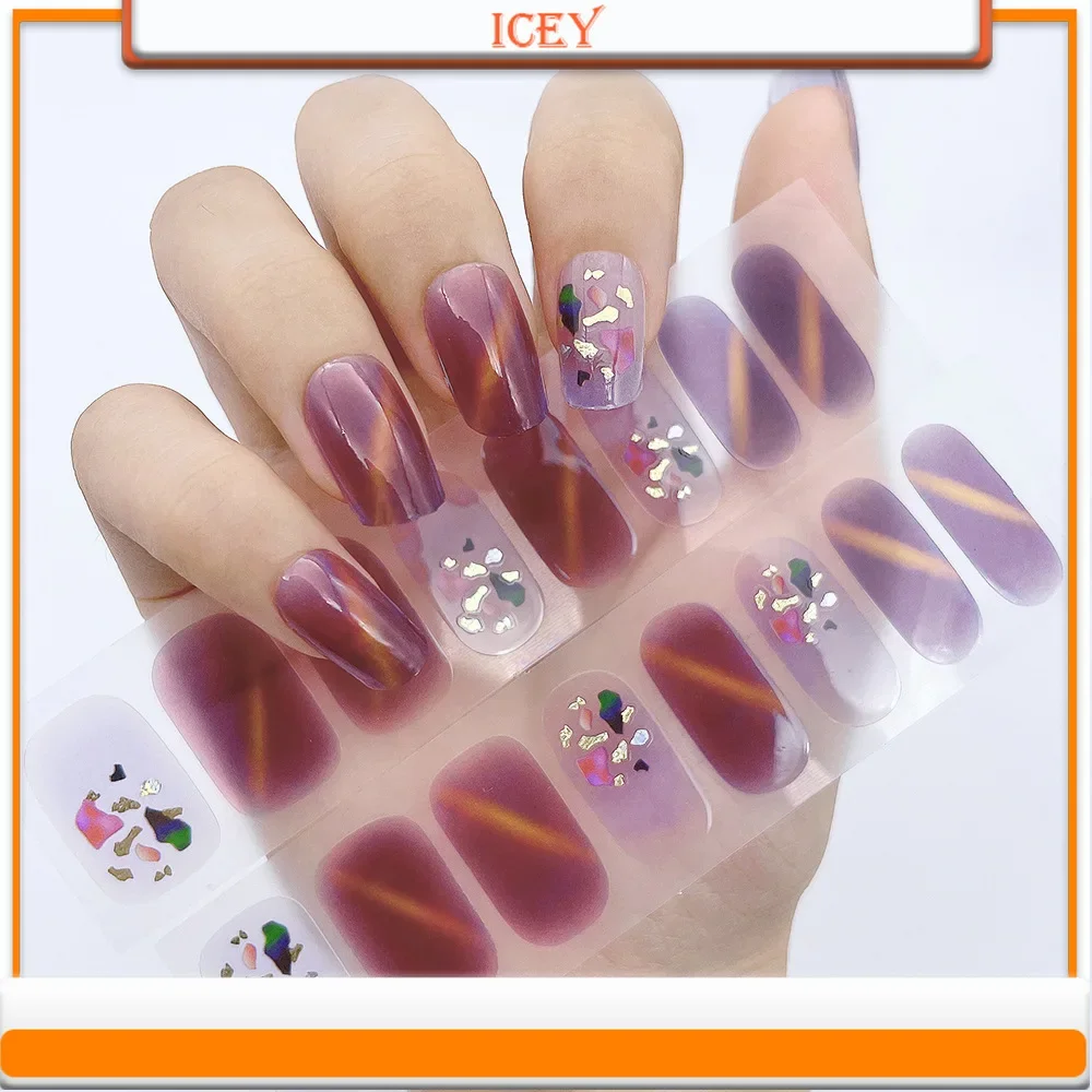 Icey beauty 1set ins style nagel aufkleber mit vollständiger abdeckung liebe, die kleine und frische weiße blumen nagel aufkleber mischt