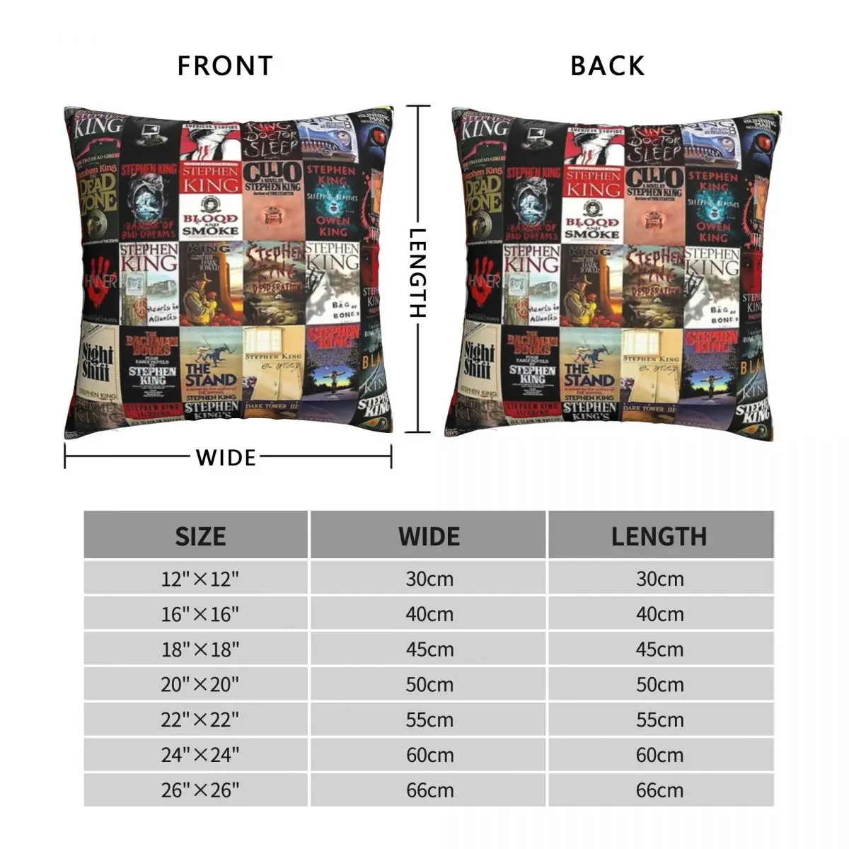 Stephen King Novels Square Pillowcase Polyester Linen Velvet Pattern Zip Decor Pillow Case Room Cushion Cover 45x45