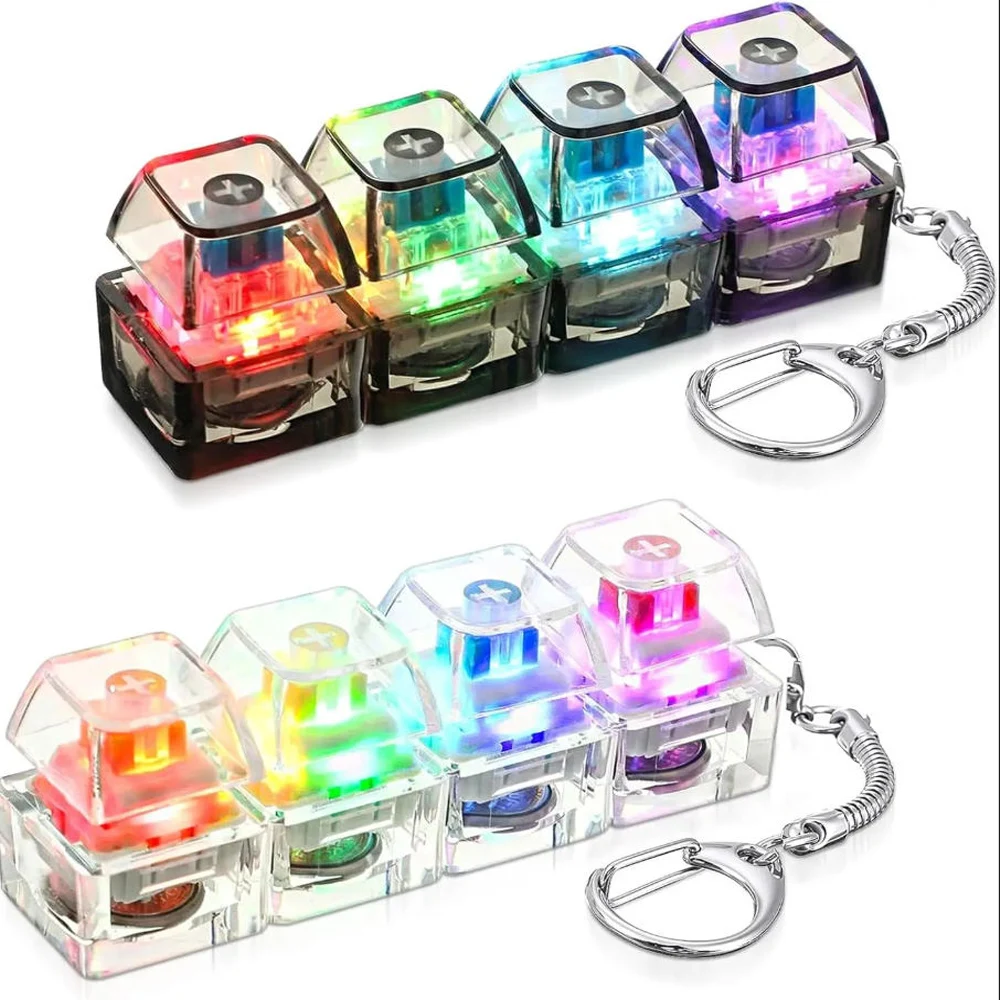 LED Keyboard Keychain Fidget Toy - Clickable Buttons