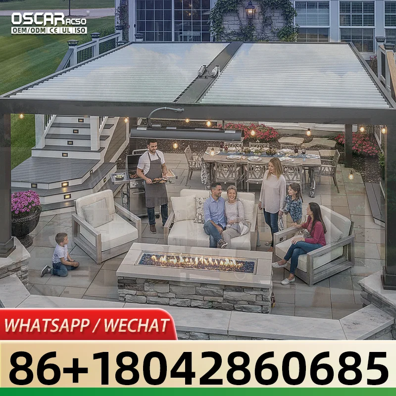 Terrace Motorized Sun Shading Outdoor Zip Blackout Screen for Patio Balcony Garden pergola