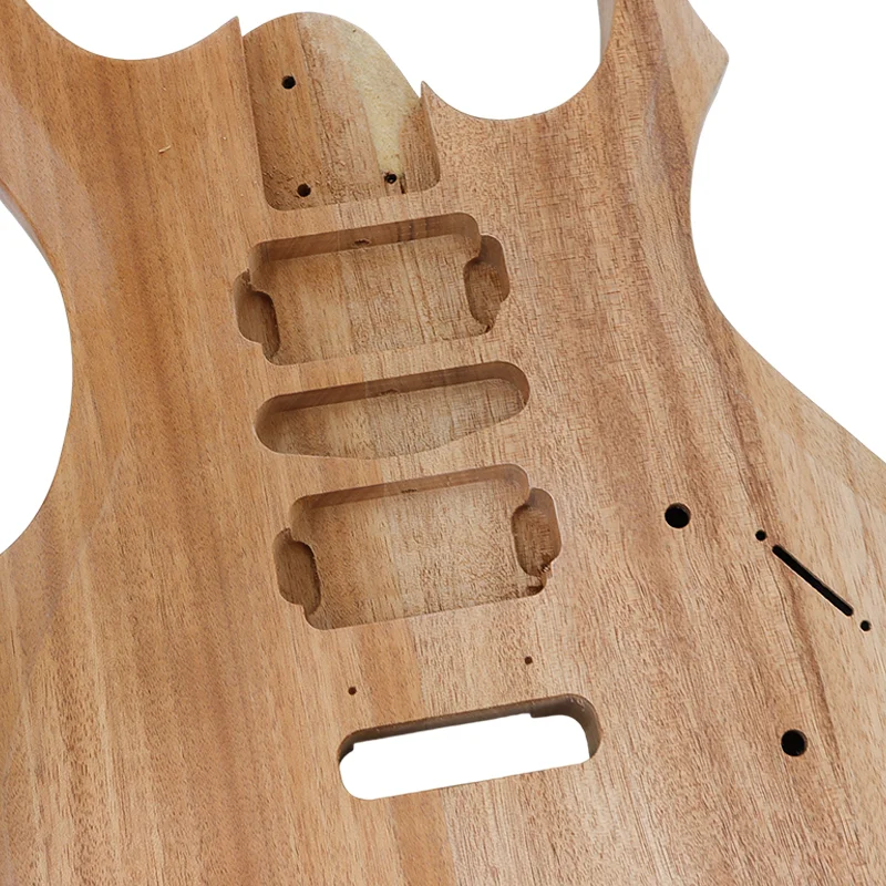 Unfinished Electric Guitar Body HSH DIY Custom Build Solid Wood Replacement with Pickguard Hardware Holes Pre-Drilled