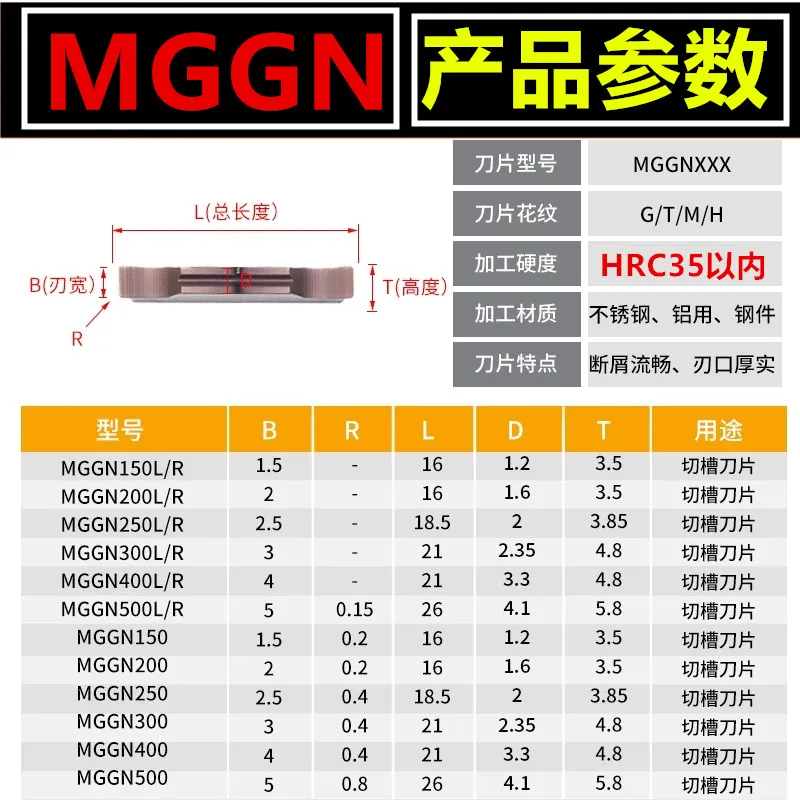 CNC Groove Cutter Grain Beveled 8 Degrees 15 Degrees Flat Cut Off Grooving Inserts MGGN300 Stainless Steel MGEHR Turning Tool