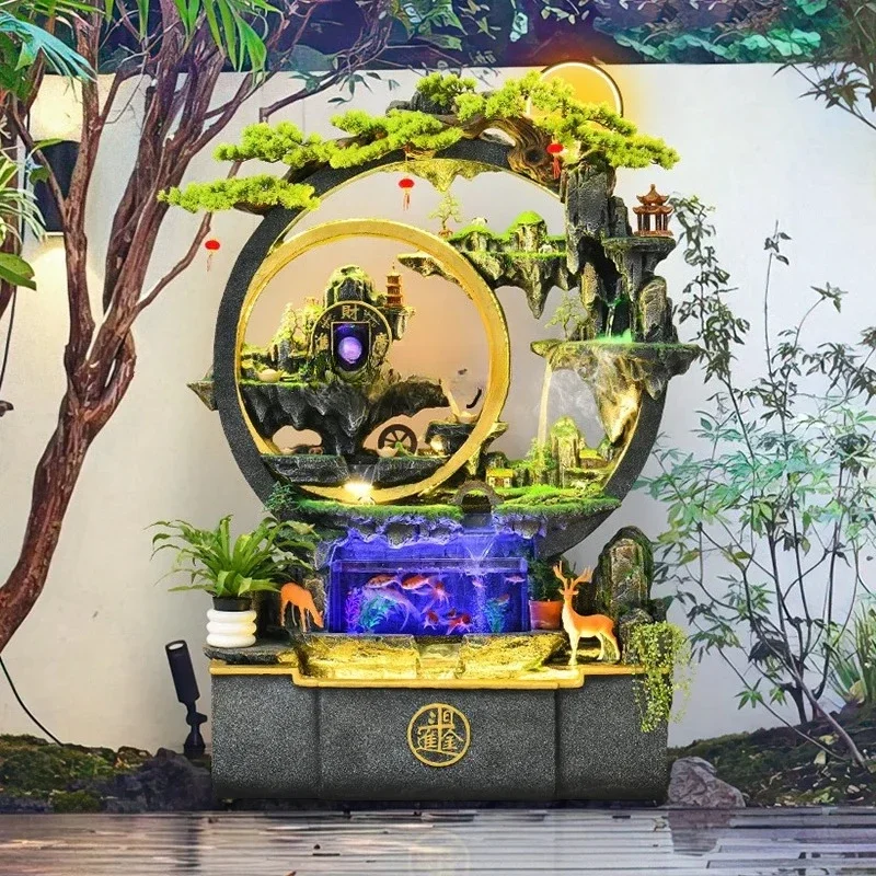 Rockery, flowing water make money, feng shui wheel, fountain circulation, water feature, lucky office screen, floor ornament