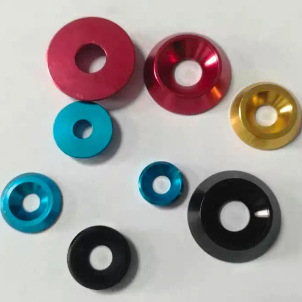 M6 M8 M10 Colorful Anodized Aluminum Conical Chamfer Washers RC Model Vehicle Replacement Accessories
