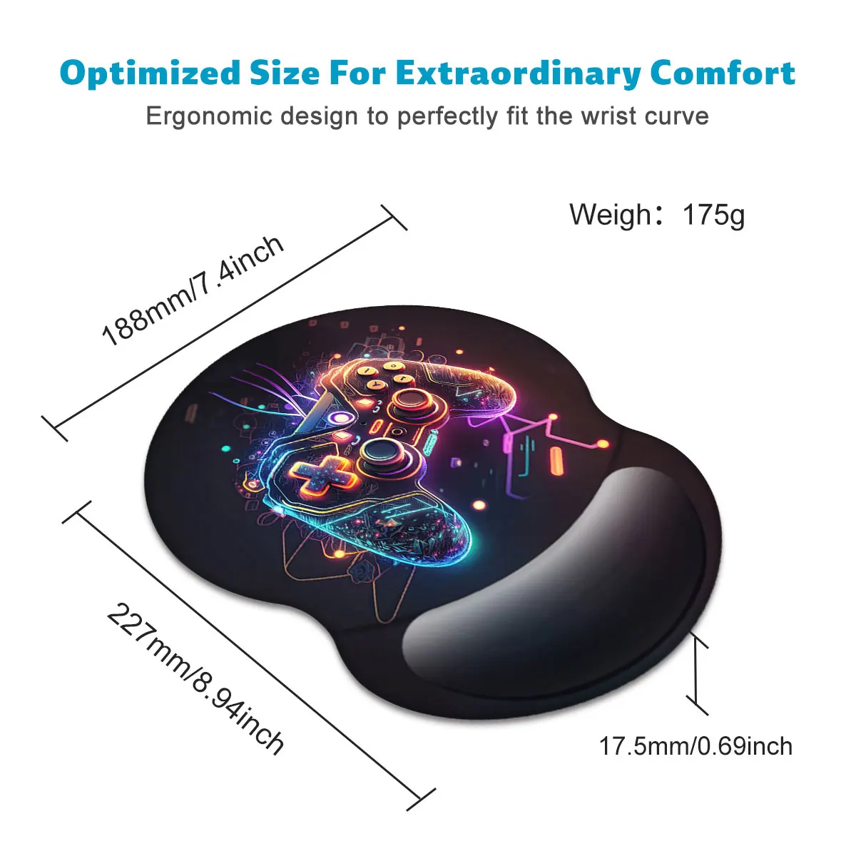 1pc Cool Game Console Mouse Pad Wrist Ergonomic Soft Anti-Slip Wrist Rest Support Mat Computer Mouse Pad For Office  PC Gift