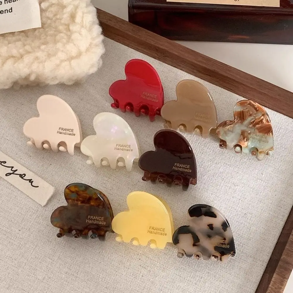 

Cute Sweet Love Heart Acetic Acid Mini Hair Claw Clip For Girl Women Crab Clip Vintage Fashion Headdress Hair Accessories