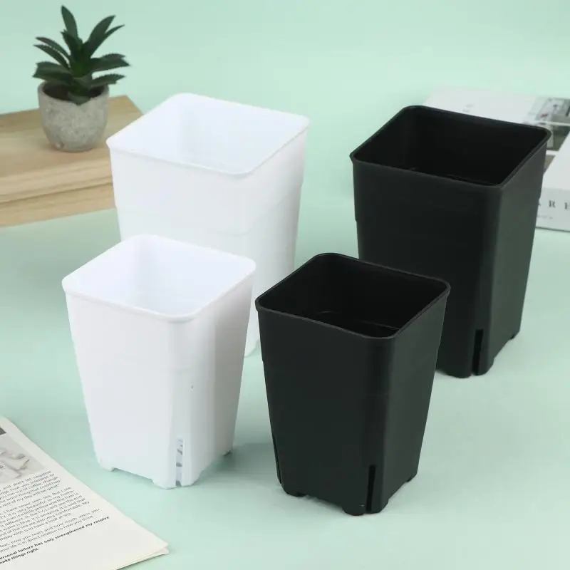 Квадратные пластиковые горшки для рассады, глубокие контейнеры для выращивания растений, цветочные горшки для сада и огорода