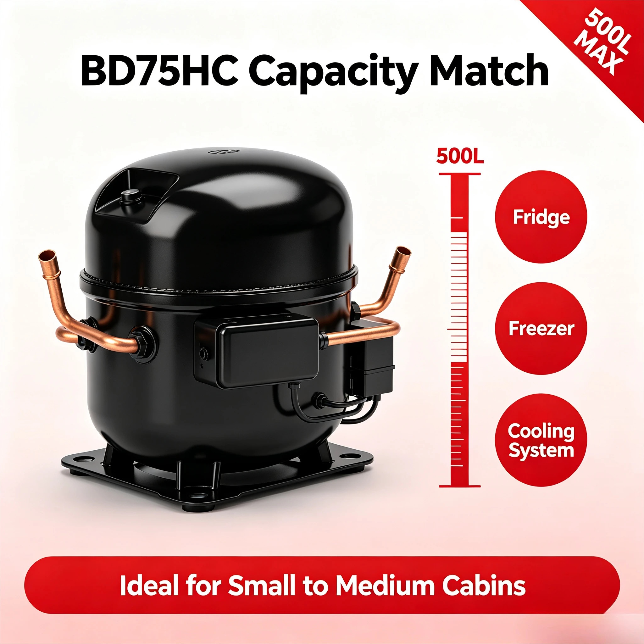 BD75HC 12V 24V DC Refrigeration Unit R134a for 500L Fridge Freezer Cooling Assembly