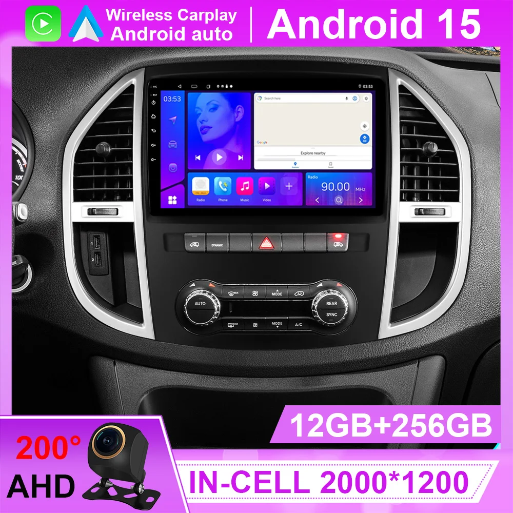 Android 15 carro gps para mercedes benz vito 3 w447 2014-2020 multimídia carro player gps estéreo rádio tela navegação dvd não 2din