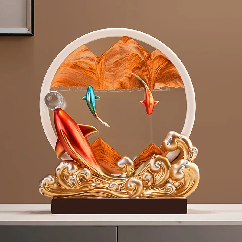 

New Chinese koi sand painting to send friends to decorate the home entrance wine rack decoration annual meeting gift ornament