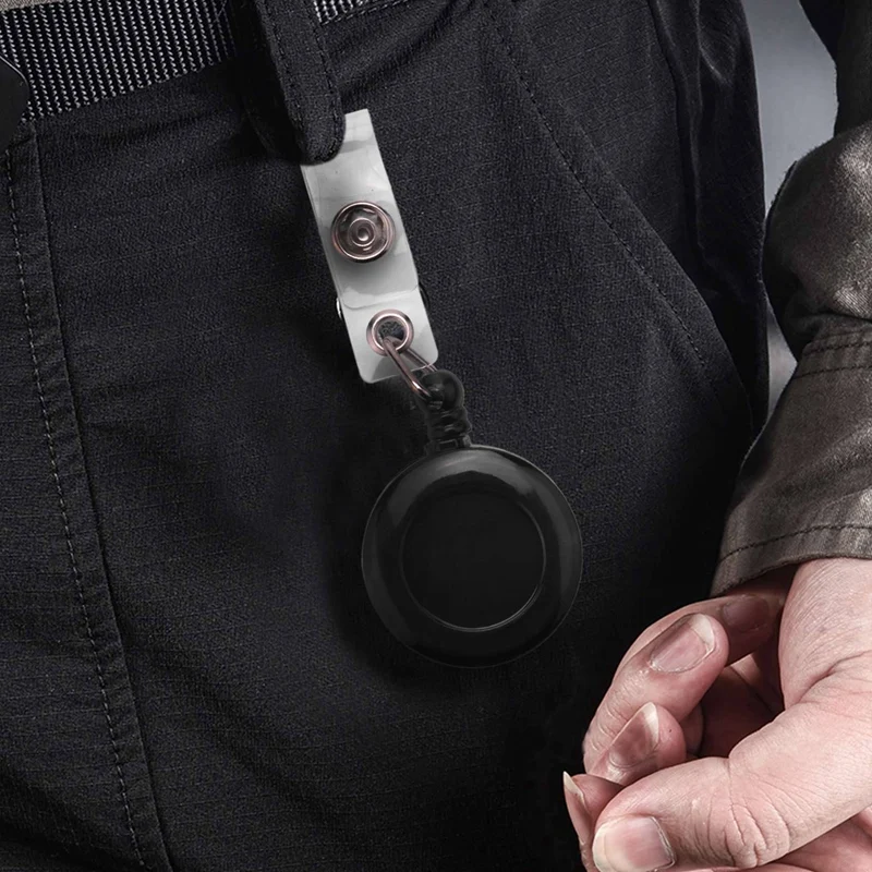 4X Recoil Retractable Yo Yo Key Ring PULL CHAIN Belt Clip ID CARD Holder Ski Pass - Black