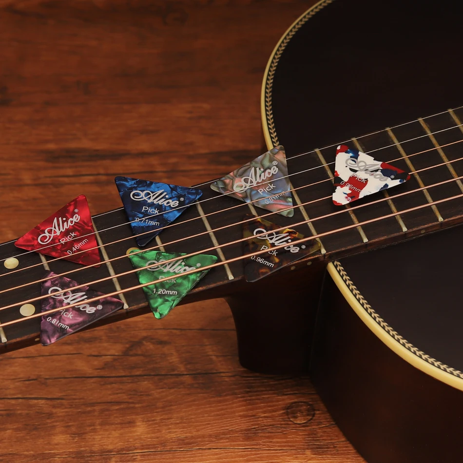 Alice AP-100L 100Pcs/lot Alice Mixed Thickness Colorful Equilateral Celluloid Triangle Guitar Picks Wholesales