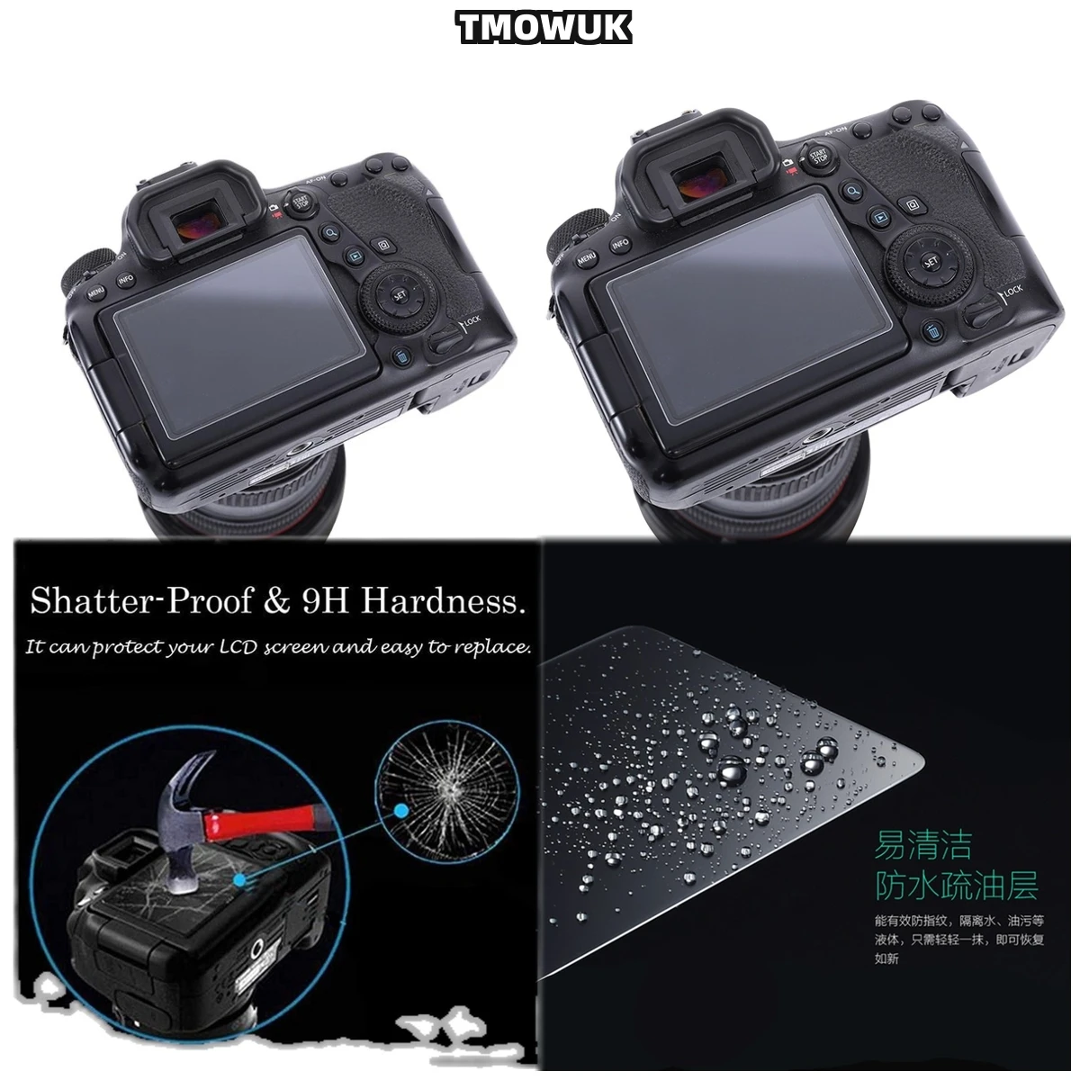 

​​For Canon 650D Anti-Scratch Tempered Glass Screen Protector - 9H Hardness Anti-Blue Light HD Privacy Film For DSLR Camera LCD