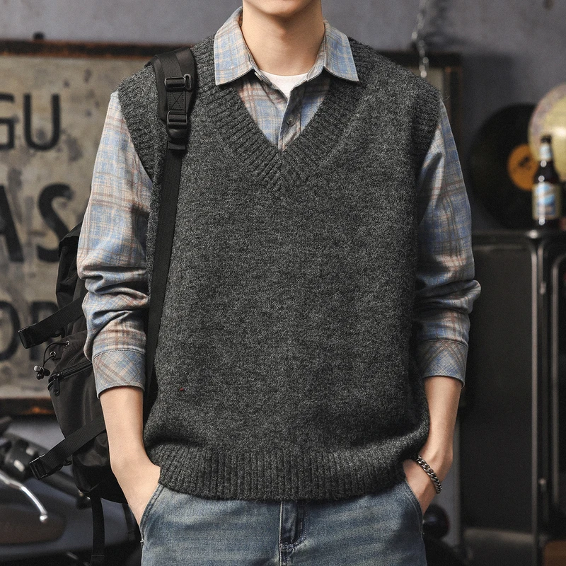 

Men's Knitted Vest Casual Layering Overhead irt V-Ne Sweater Faionable Trendy Inner Wear Autumn Winter Polyester Nylon ...