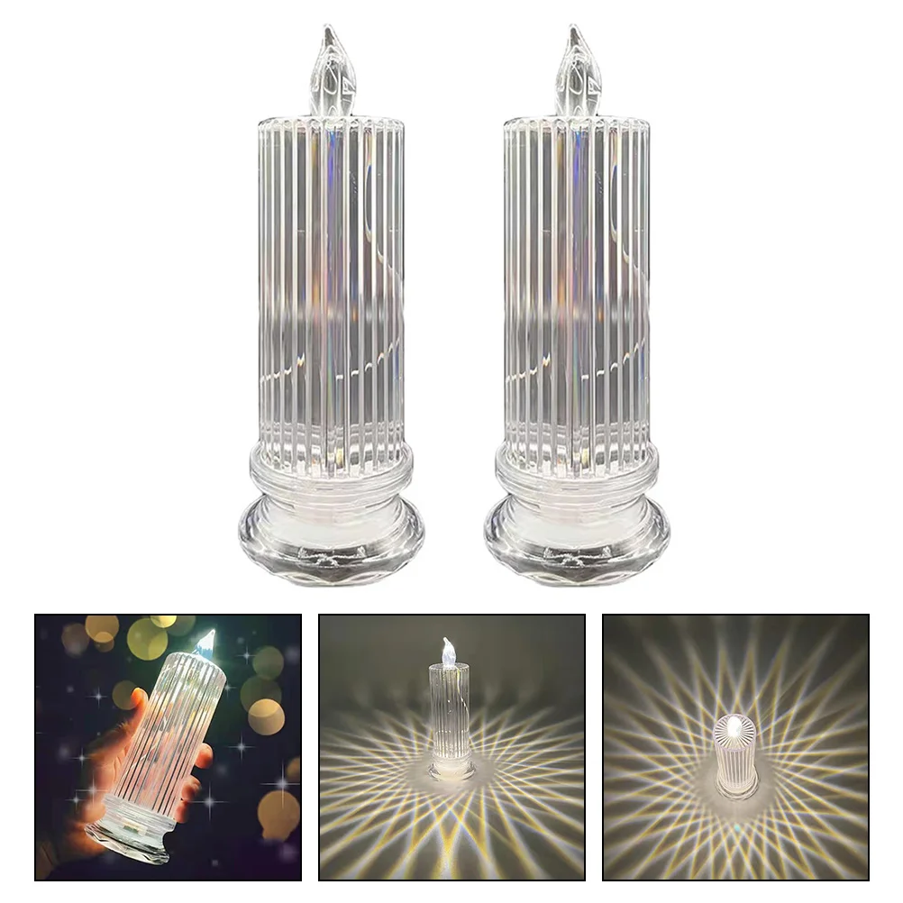 2 個の LED ライト耐久性のある家の装飾滑らかな表面クリエイティブな屈折パターンデスク用電気ランプ