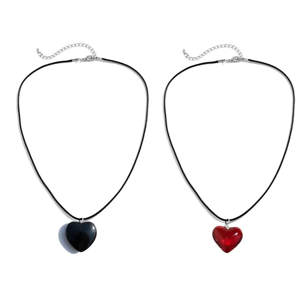 خمر موضة الجلود حبل القلب قلادة قلادة للنساء الرجال العتيقة الفضة اللون مجوهرات اكسسوارات الجمالية #1