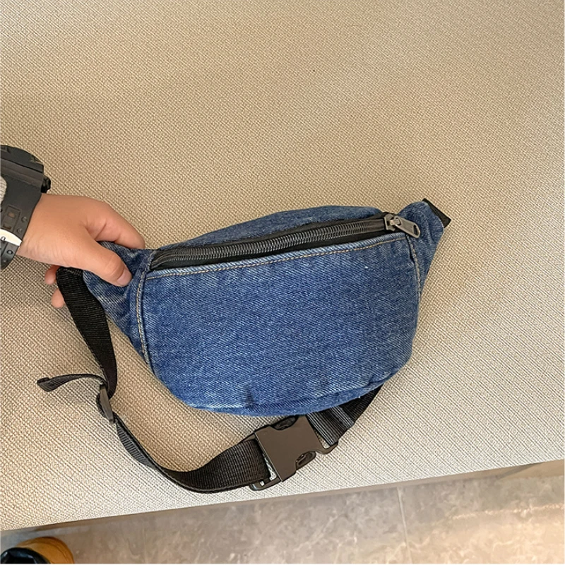 Children\'s Mini Waist Bag Denim Fanny Pack for Kids Chest Belt Bag Boys Girls Banana Pillow Baby Waist Pack