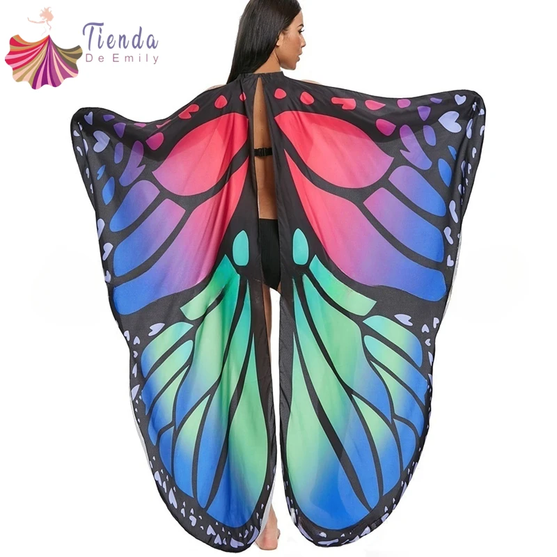 Butterfly Wings Cape For Adults Women Halloween Fairy Wing Shawl Cloak Pretend Party Dress Up Festival Rave Performance Costume