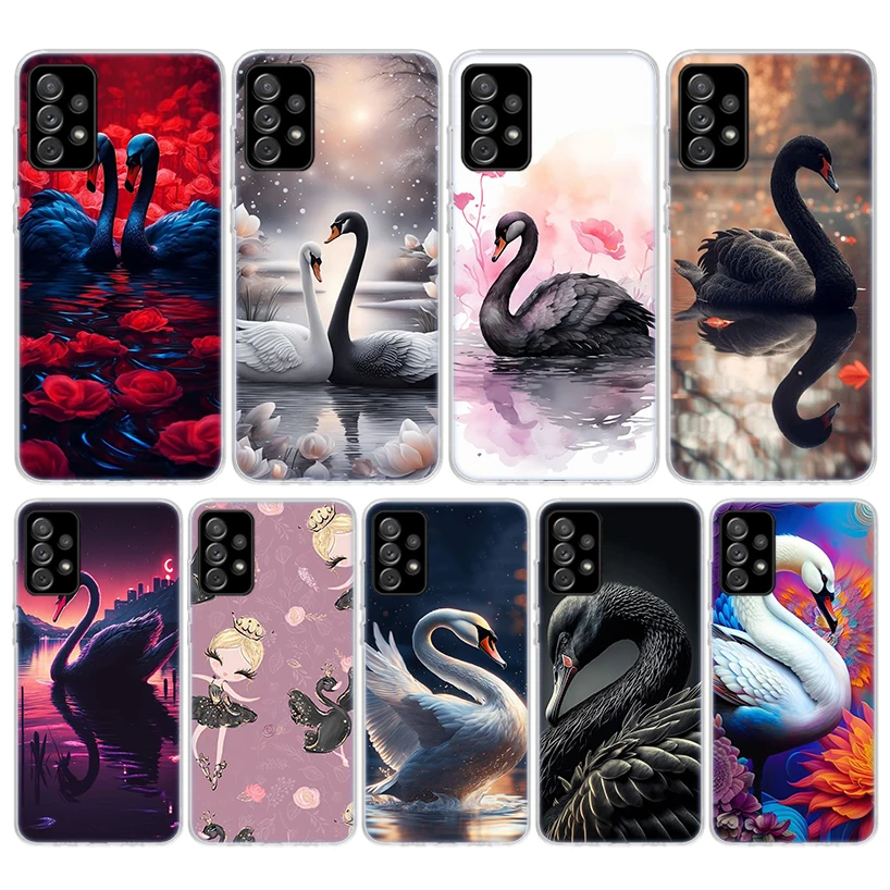 Black Swan Noble Soft Phone Case For Samsung Galaxy A14 A13 A12 A15 A54 A53 A52 A55 A34 A33 A32 A35 A24 A23 A22 A25 A04S A03S