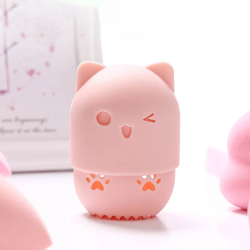 1 قطعة إسفنجة ماكياج من السيليكون حامل نفخة حامل أرفف نفخة خلاط صندوق تخزين تجفيف حامل مسحوق نفخة حامل الجمال ماكياج أداة