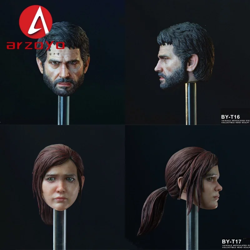 BY-ART BY-T16 BY-T17 Escala 1/6 Joel y Elly, modelo de cabeza con ojos móviles, compatible con figuras de acción de 12 pulgadas