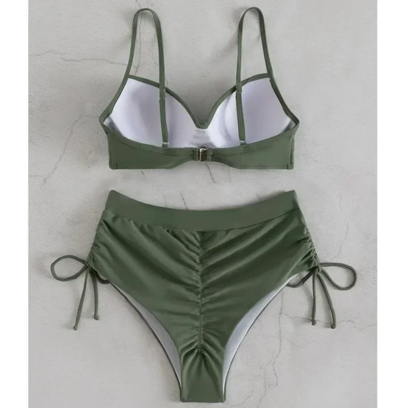 アーミーグリーンのセクシーなビキニ 2025 水着女性水着プッシュアップ女性ビーチ水着水着ビキニセットプール海水浴者