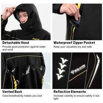 SULAITE Motorcycle Raincoat Suits Men Waterproof Rain Gear Rain Jacket Reflective Work Rain Coats Lightweight Hiking Rainsuit 4