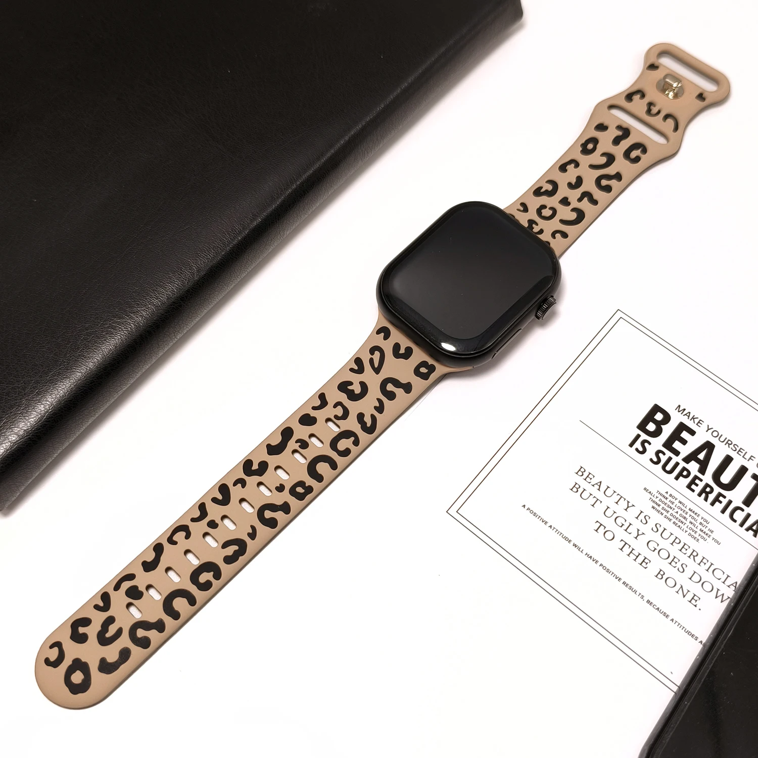 Two tone leopard print strap for Apple Watch S10 strap 42mm 46mm 45mm 44 41 40 38mm sports silicone strap  for IWatch series 987