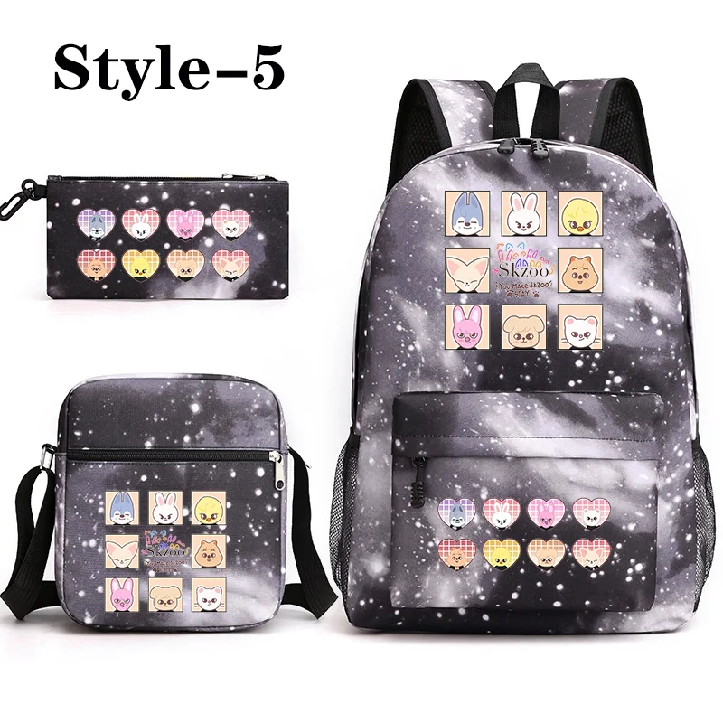 สกซู เฟลิกซ์ บังชานกระเป๋าเป้พิมพ์ลายสามชิ้นสุดเท่และอินเทรนด์ ความจุขนาดใหญ่ 40 ลิตร กระเป๋านักเรียนกลับไปโรงเรียน