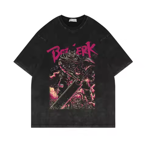 Anime Berserk Graphic T Shirts Cotton Retro Washed Harajuku Tshirts Streetwear Oversized Casual Summer T-shirts For Women CA057