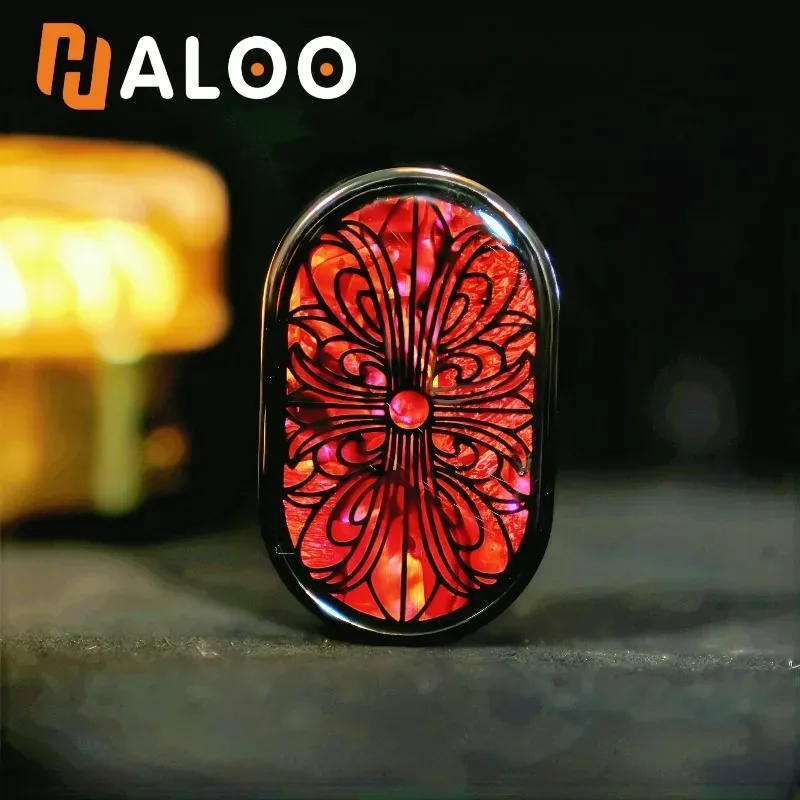 HALOOPLAYERedc Hello Heart Rhythm Direct Push Roterend Mechanisch Kristal Verzegelde Metalen Vingertop Push Card Decompressie Speelgoed