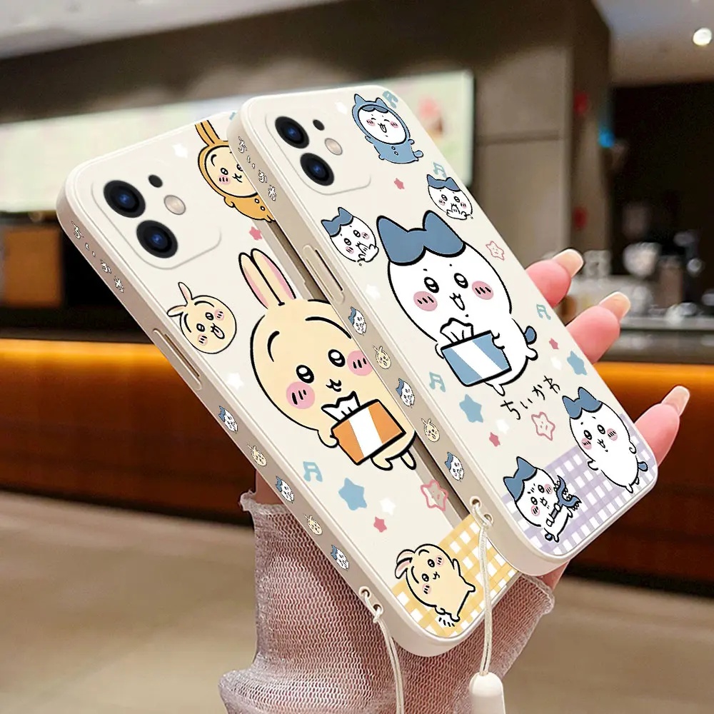 Usagi Hachiware Phone Case for IPhone 15 14 13 12 11 Pro Max Mini X XR XSMAX SE 8 7 6S Plus Soft Liquid Silicone Cover