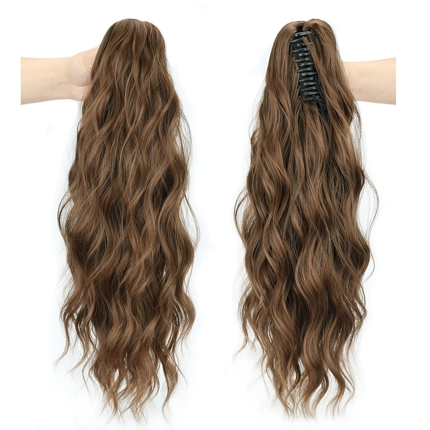 Blonde Klett-Haarspange für Pferdeschwanz, 16 Zoll, natürlicher, gewellter Pferdeschwanz, Clip-in-Haarverlängerung, dickes Pferdeschwanz-Haarteil für Frauen, für den täglichen Gebrauch