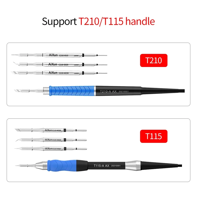 JC Aixun C210 C245 C115 punte per saldatore per T3A T3B T420 T210 T245 T115 maniglia stazione JBC Sugon Aifen A9PRO Sugon T26 T26D