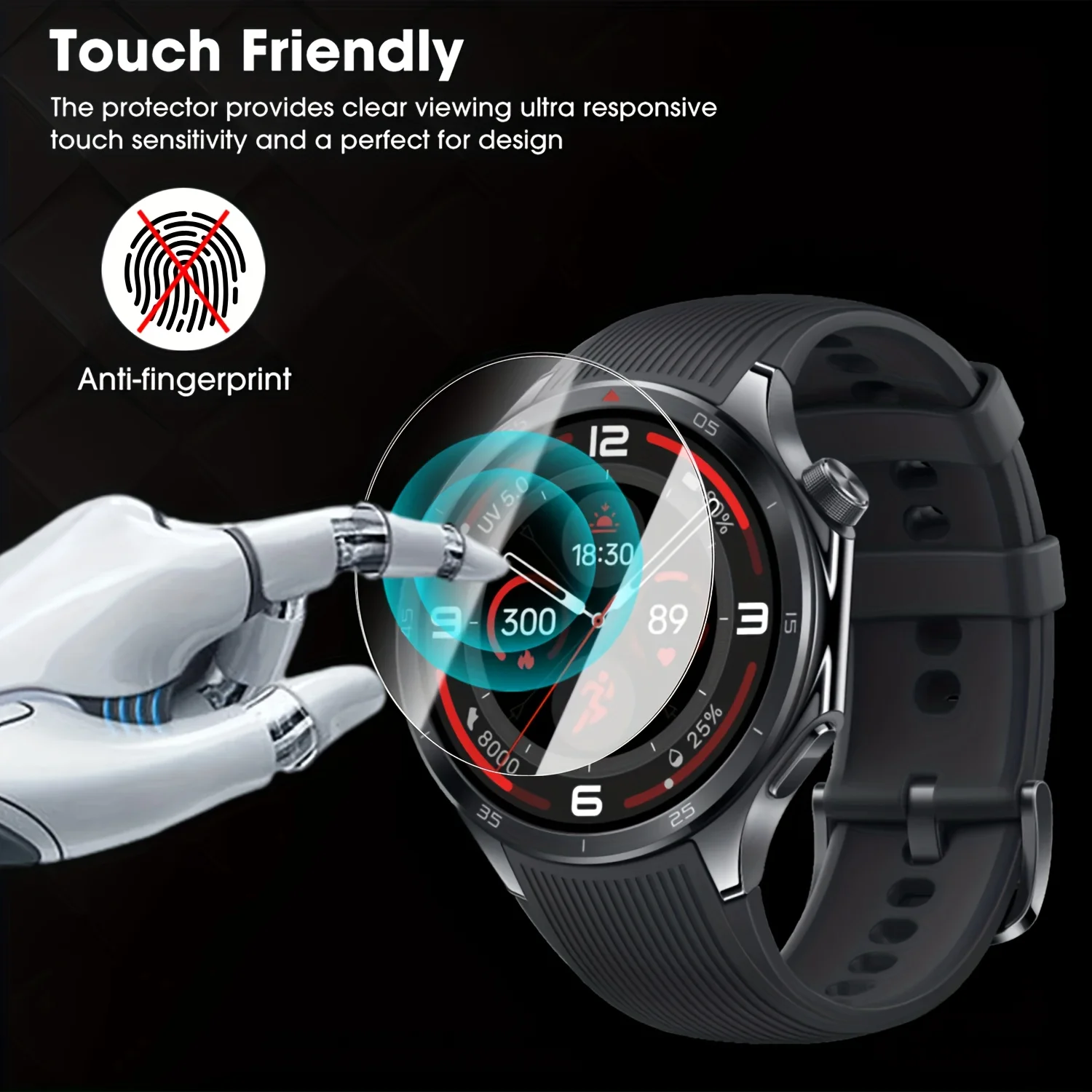 3-5 قطعة واقي للشاشة لساعة OnePlus Watch 3 من الزجاج المقسى المضاد للخدش طبقة زجاجية ملحقات حماية فائقة الدقة