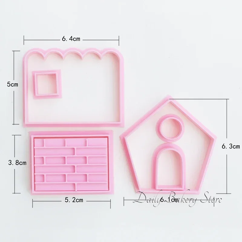 3D Cartoon Christmas Gingerbread House Cookie Mold Handmade Cabin DIY Assembly Baking Biscuit Cutter Fondant Cake Decor Tools