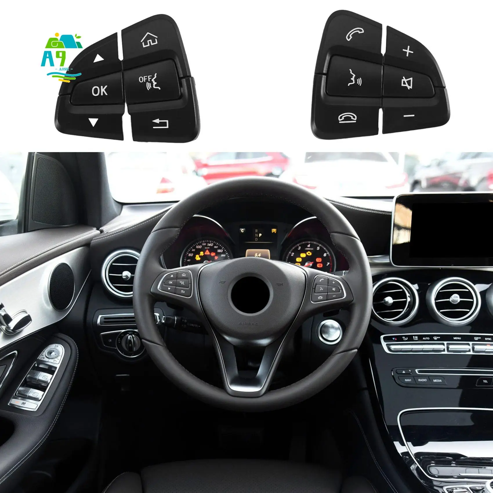

A09E-Car Switch Steering Wheel Switch Control Buttons For Mercedes Benz C GLC Class W205 W253 0999050300 0999050200