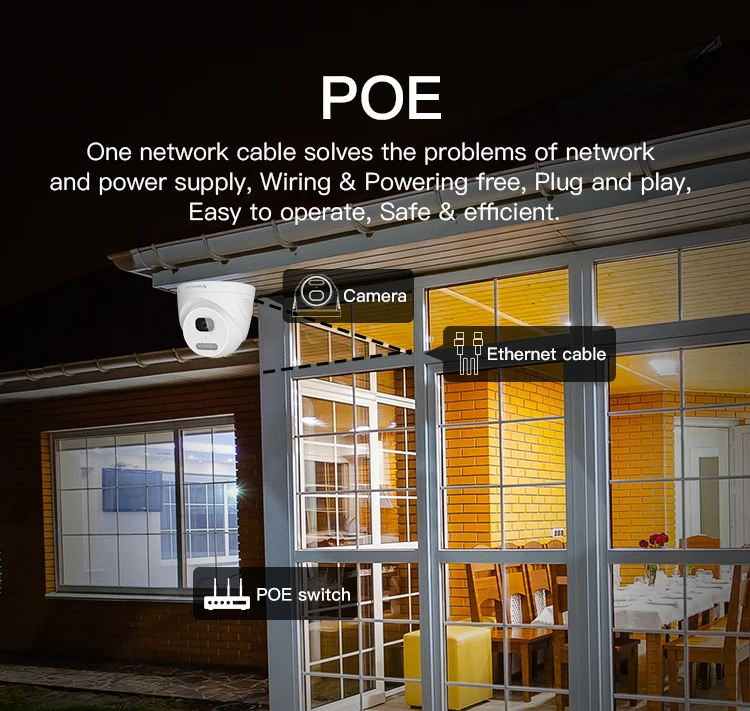 3 Million High-definition Wired Connections POE Outdoor Camera CCTV Camera  Wifi Camera Support Siren Alarm