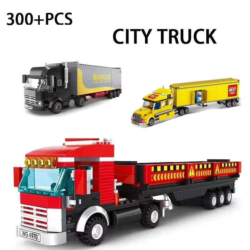 

Truck Transporter Building Blocks Set with Minifigures - Cargo Vehicle Model Car, Construction Toy Birthday Gift for Kids Adults