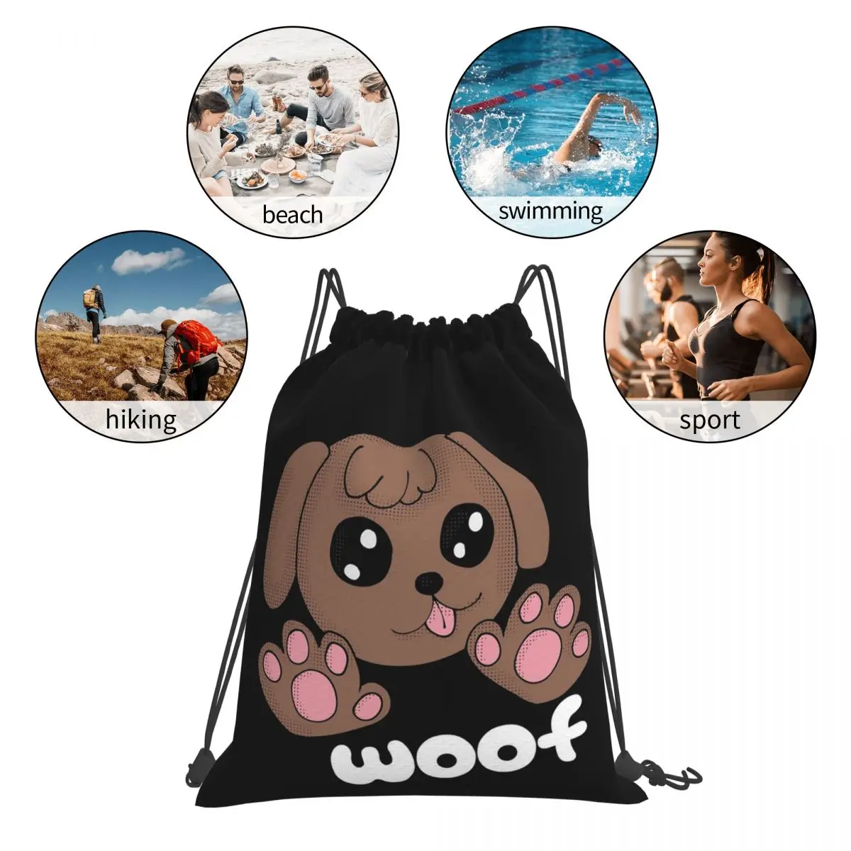 Cute Chibi Dog Backpacks Multi-function Portable Drawstring Bags Sports Bag Book Bags For Man Woman School