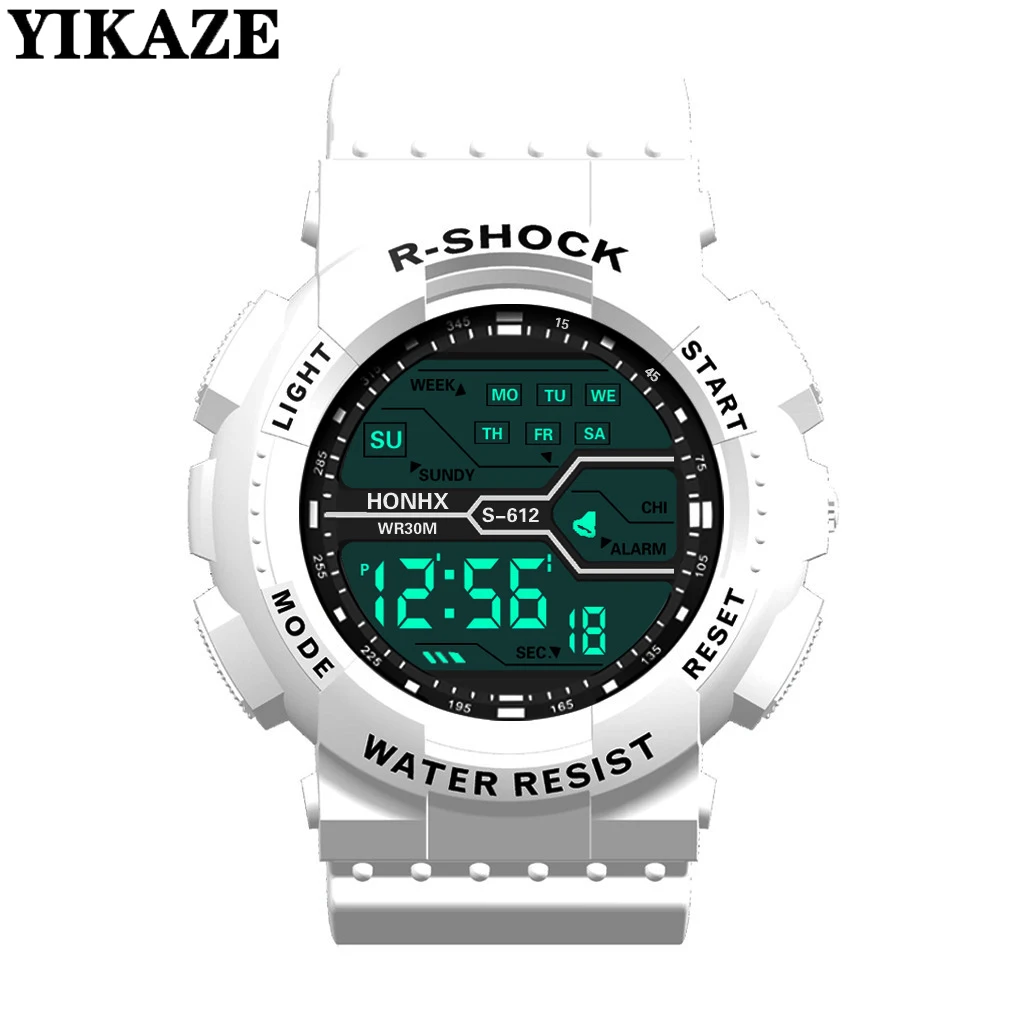 YIKAZE Men\'s Digital Electronic Watch Sports Glow 55mm Large Dial Student Outdoor Adventure Trend Multifunctional Watches Clock