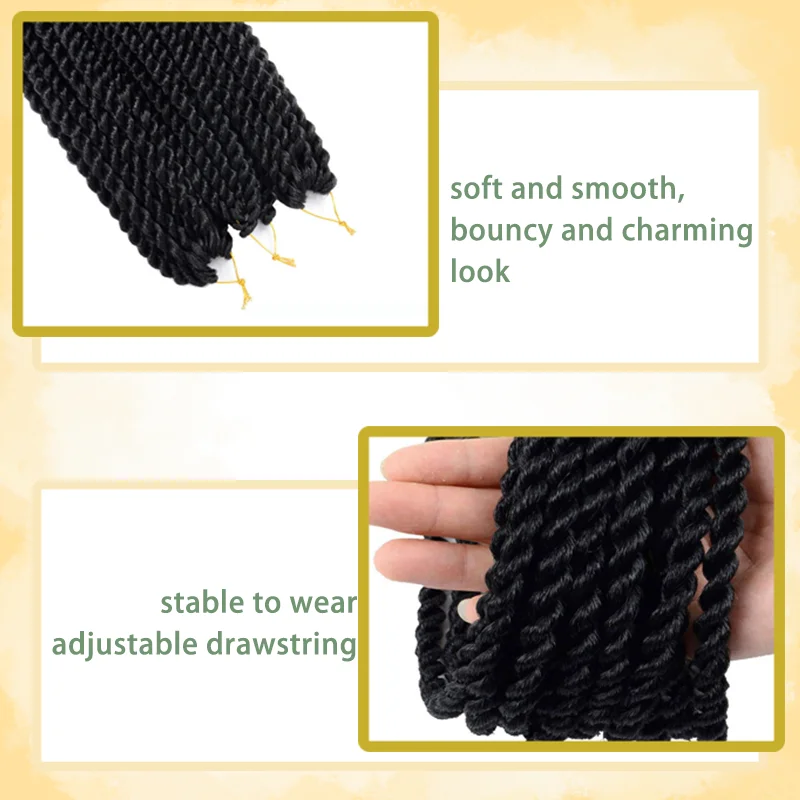 Ombre Jumbo Сенегальские завитки Вязаные крючком волосы Предварительно закрученные в петлю 3 упаковки 14/18 дюймов Гавана Твист Вязание крючком Синтетические плетения волос