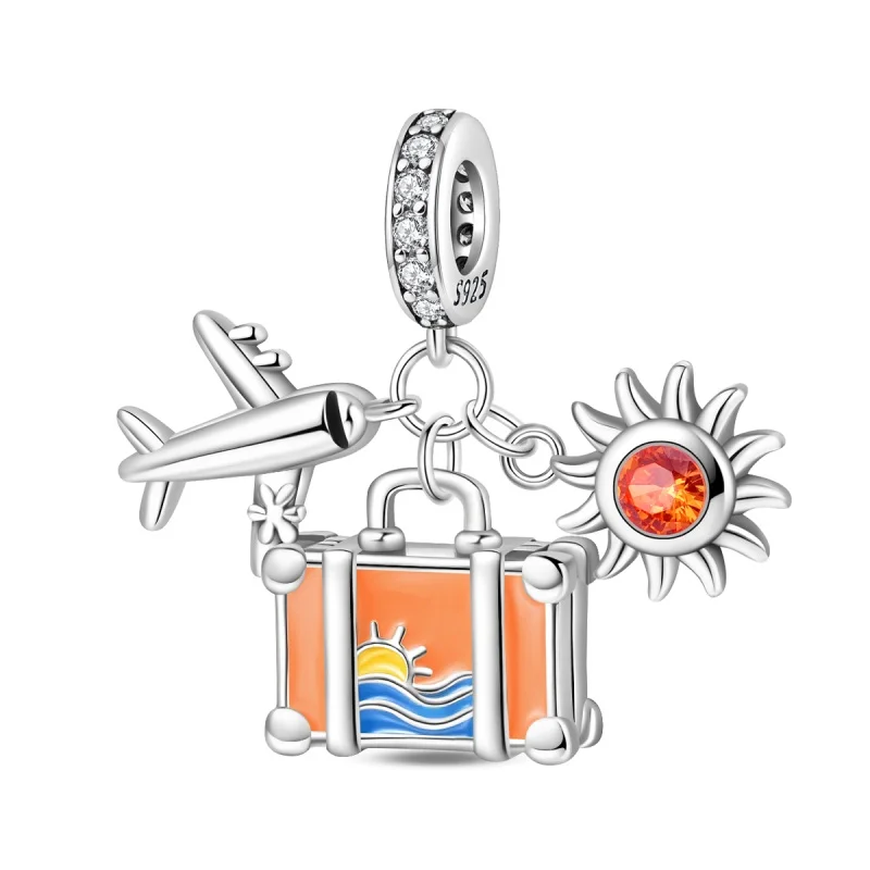 S925 Silver Sea Beach Summer Seahorse Turtle Mermaid Nautical Fish Charms Coco Tree Conch Crab Whale Beads DIY Jewelry Bracelet