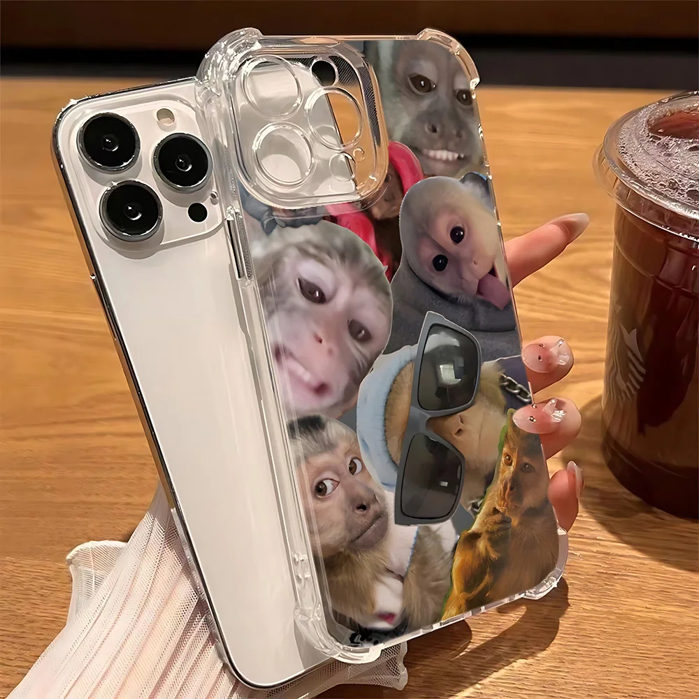 حافظة هاتف بنمط قرد إبداعي جديد لهاتف آيفون 16e 16 15 14 13 12 11 Mini Pro Max X XR XSMax 7 8 Plus شفافة مضادة للسقوط #2