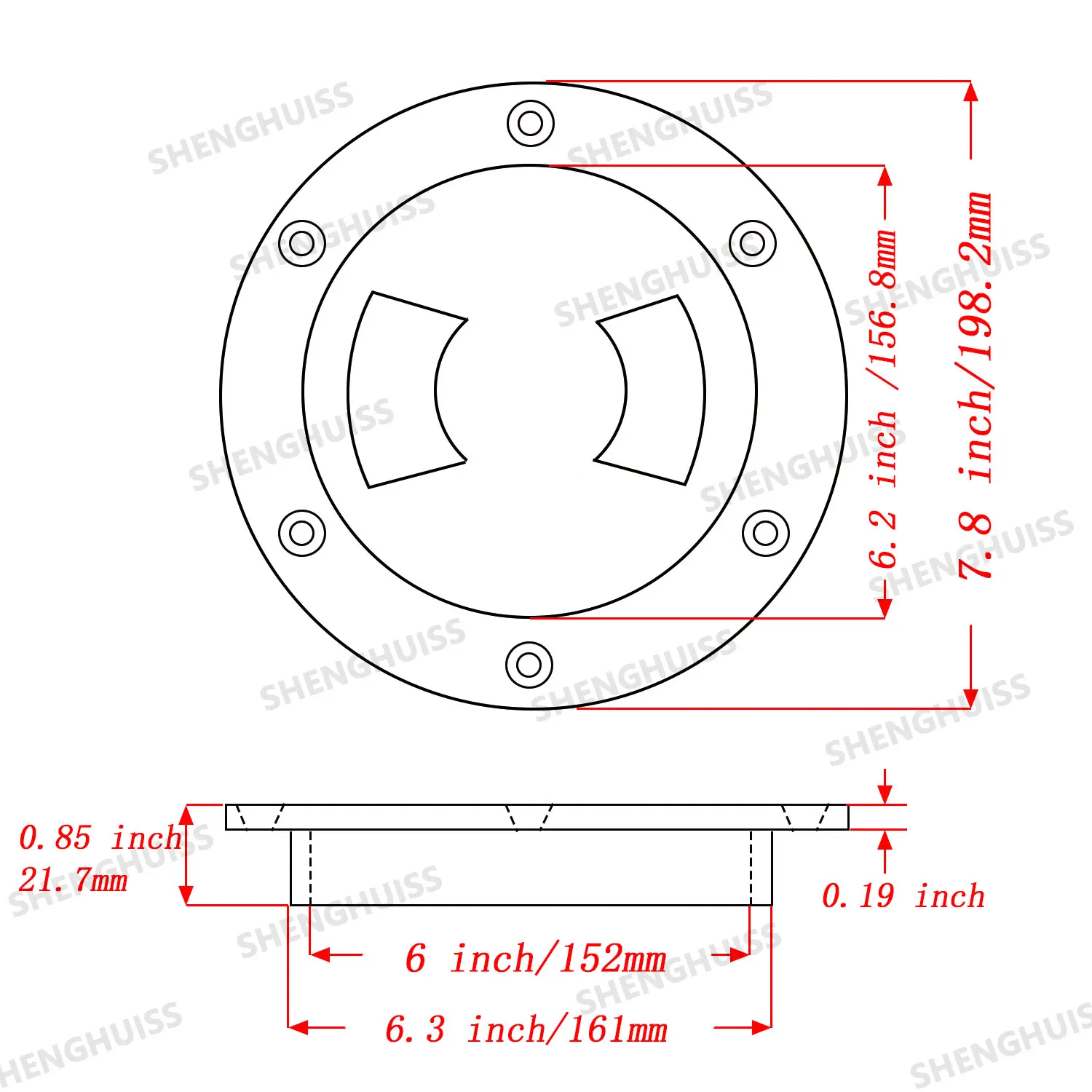 6 polegadas Marine Boat Access Hatch Cover Twist Screw Out Deck Placa Rodada Inspeção Hatch Para o barco escotilha