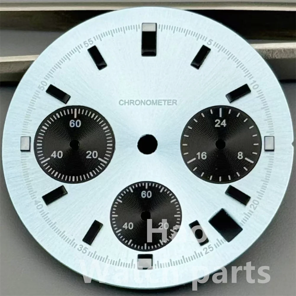 جديد 29.6 مللي متر أزرق ثلجي/بورجوندي أحمر/أسود/أبيض/كورال أخضر كرونوغراف VK63 الطلب مع VK63 6 دبوس الأيدي C3 Lume Fit VK63 #1