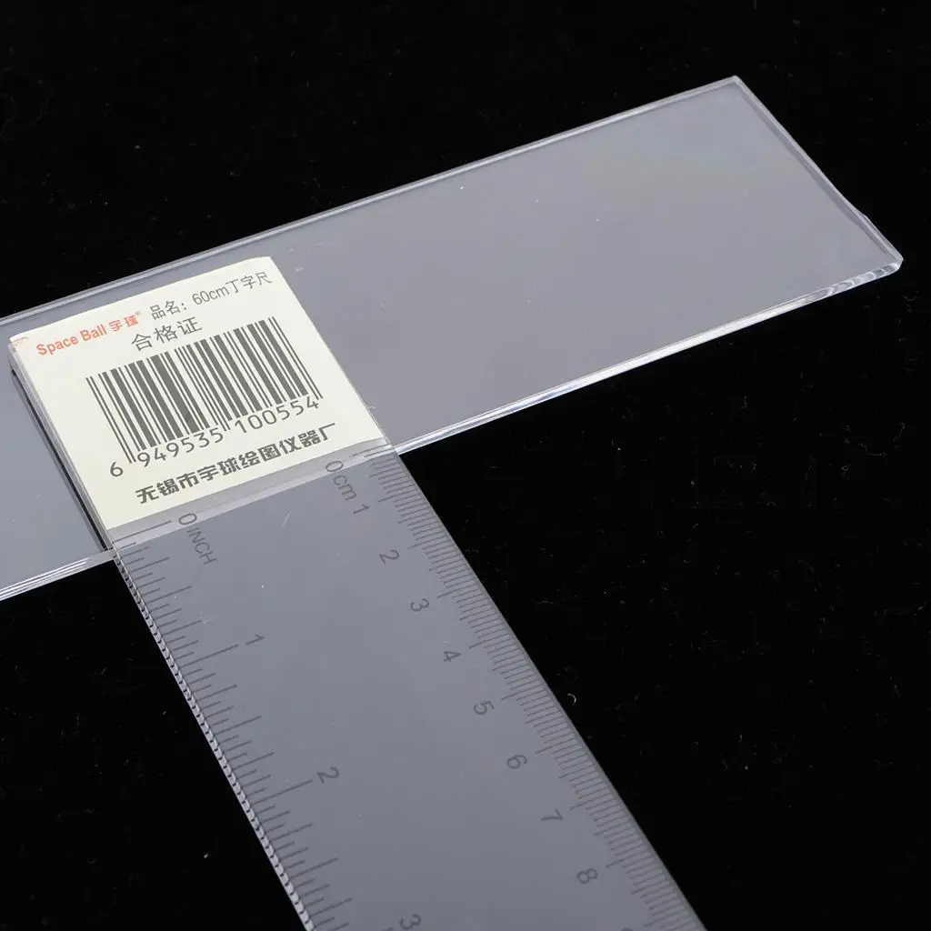 Clear T Ruler for Drawing and Measuring with Easy Calibration Head for Engineer Artist Layout Work