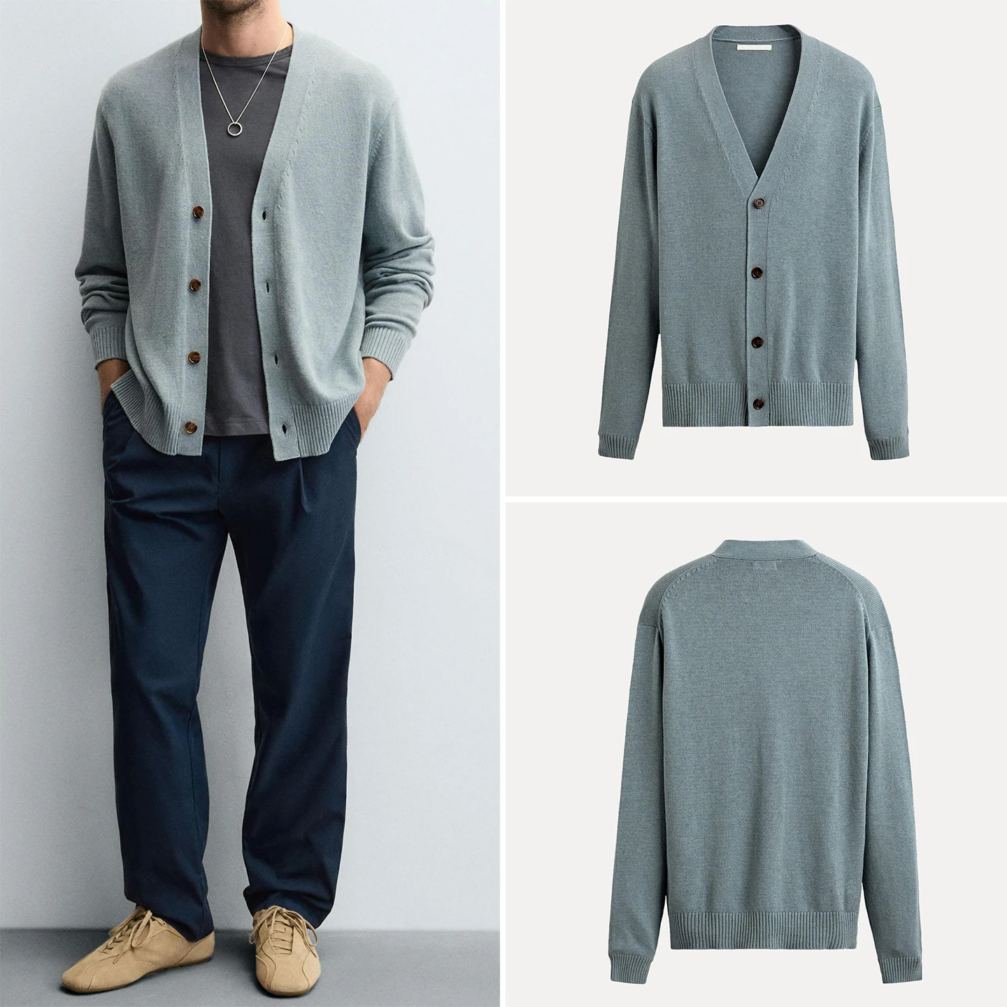 

Faionable Knitted Cotton Slim Fit Casual Open Cardigan for Men Versatile Daily Wear Straight Leg Knitwear Autumn 2025